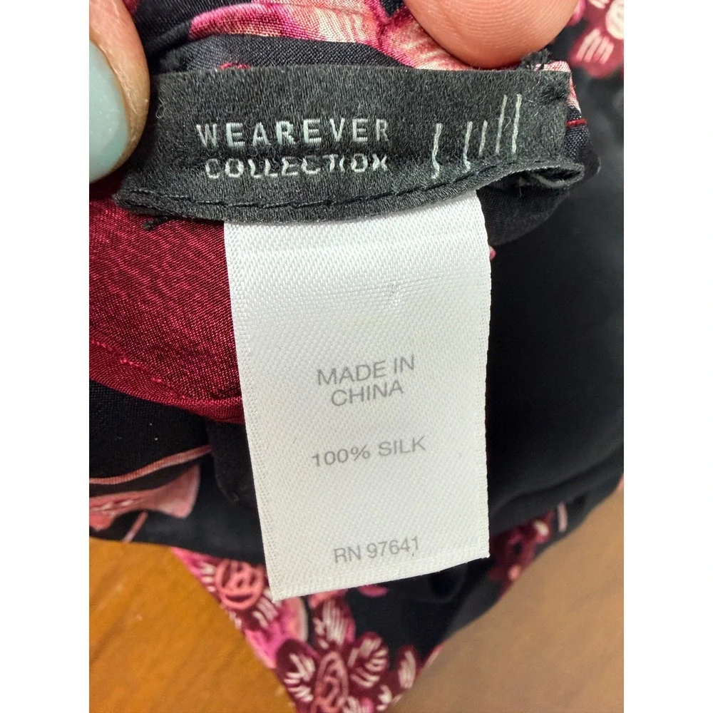 J Jill Wearever Collection Black‎ Floral 100% Silk Infinity Scarf Loop Wrap
